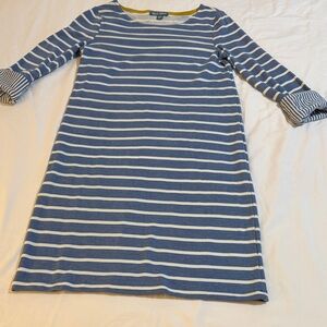 Striped Blue and White Tee 3/4 Sleeve Dress